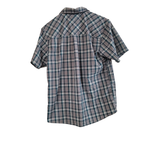 Patagonia Men's High Moss Plaid Nylon Button Down Short Sleeve Shirt Medium - Picture 3 of 5